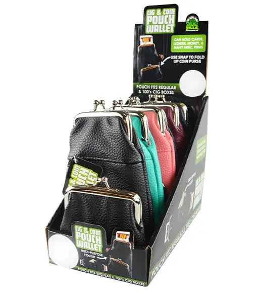 Leatherette Cigarette Pouch with Coin Wallet - 6 Pieces Per Retail Ready Display 27891 SMOKEZILLA