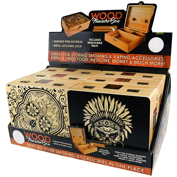 Wood Storage Box with Removable Tray - 6 Pieces Per Retail Ready Display 28198 SMOKEZILLA