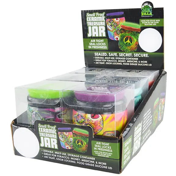 Smell Proof Ceramic Storage Jar - 6 Pieces Per Retail Ready Display 28229 SMOKEZILLA