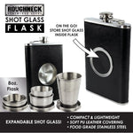8 oz Stainless-Steel Flask with Shot Glass - 6 Pieces Per Retail Ready Display 28257 ROUGHNECK