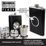8 oz Stainless-Steel Flask with Shot Glass - 6 Pieces Per Retail Ready Display 28257 ROUGHNECK