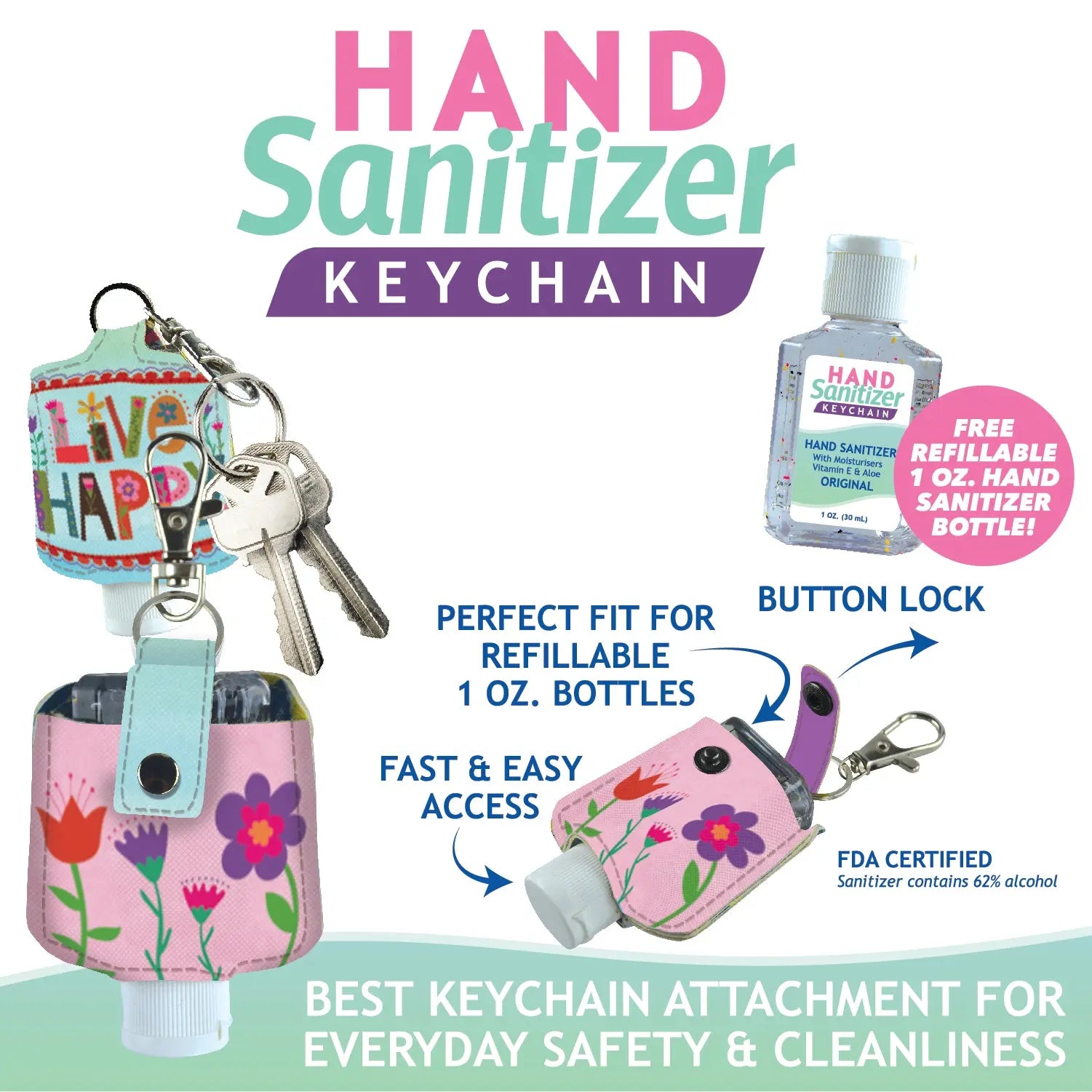 Print Hand Sanitizer Keychain 12 Pieces Per Retail Ready Display 28269 NOVELTY INC