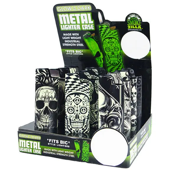 Glow in The Dark Metal Lighter Case - 12 Pieces Per Retail Ready Display 28294 SMOKEZILLA