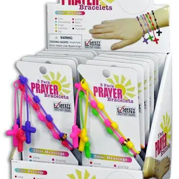 Neon Color Silicone Prayer Bracelet 3 Pack - 12 Pieces Per Retail Ready Display 28429 NOVELTY INC