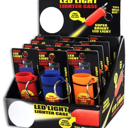 Silicone Lighter Case Key Chain with LED Light - 12 Pieces Per Retail Ready Display 28457 NOVELTY INC