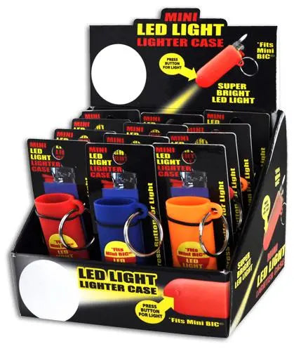 Silicone Lighter Case Key Chain with LED Light - 12 Pieces Per Retail Ready Display 28457 NOVELTY INC