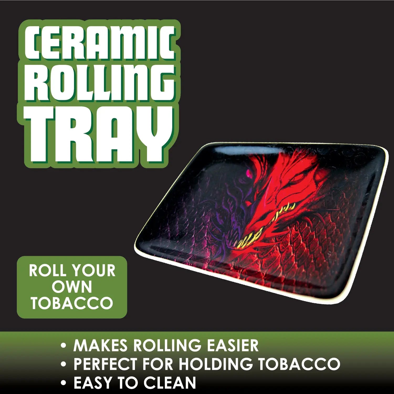 Ceramic Rolling Tray-  6 Pieces Per Retail Ready Display 28542 SMOKEZILLA