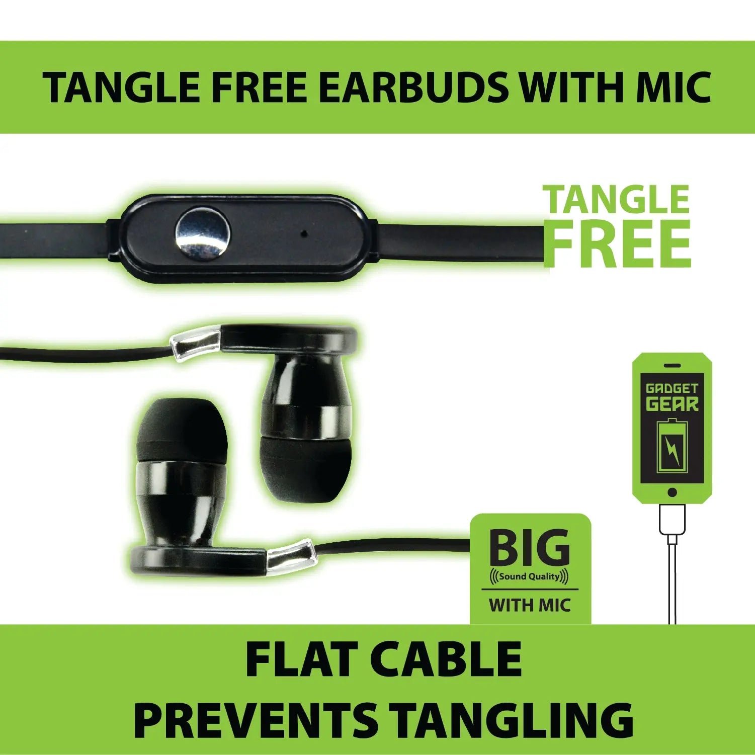 Wired Earbuds with Mic - 3 Pieces Per Pack 28824 GADGET GEAR