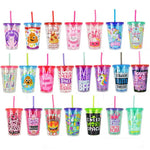 10 oz Kids Cup with Straw Assortment Floor Display - 24 Pieces Per Retail Ready Display 88212 KIPP BROTHERS