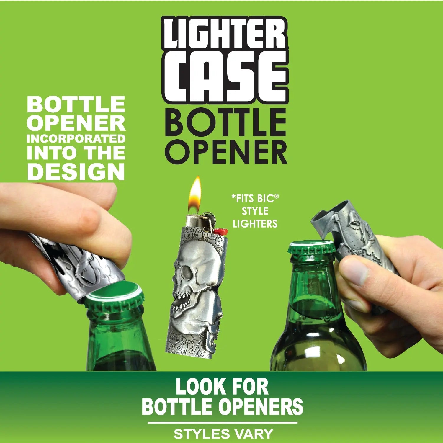 Metal Mystic Lighter Case with Bottle Opener Assortment - 12 Pieces Per Retail Ready Display 41491 SMOKEZILLA