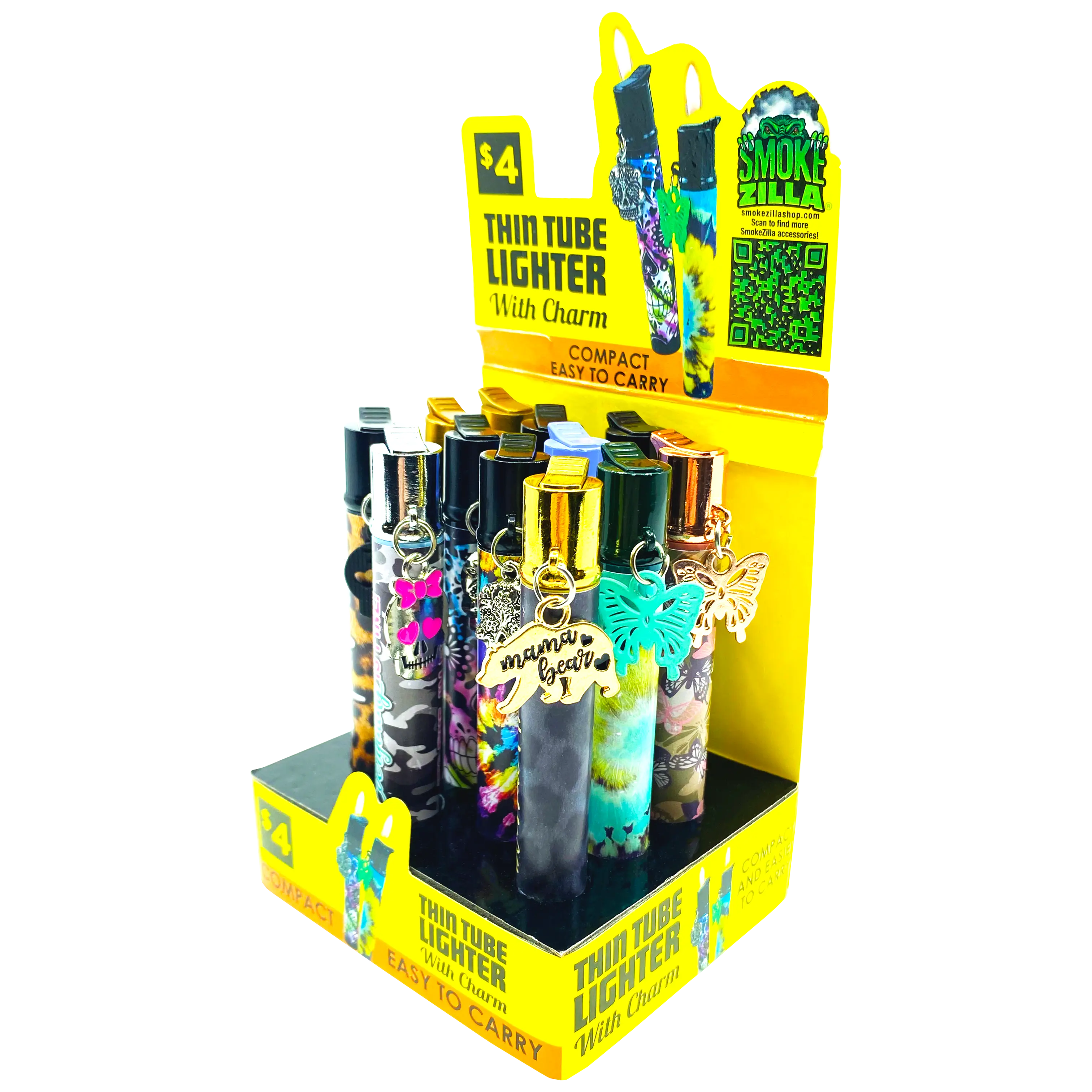 Thin Tube Lighter with Charm - 12 Pieces Per Retail Ready Display 41558 SMOKEZILLA