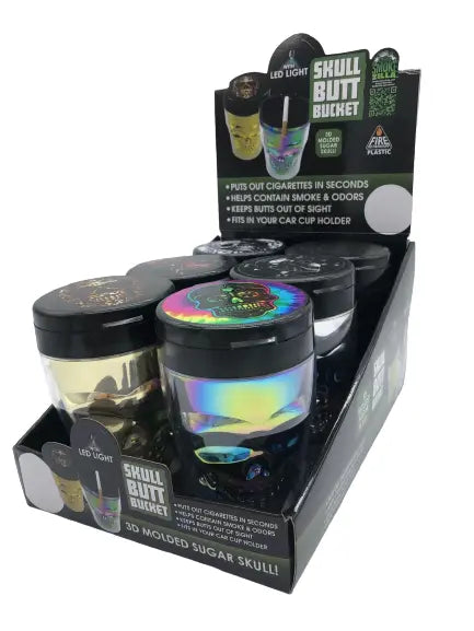 Skull Butt Bucket Ashtray with LED Light - 6 Pieces Per Retail Ready Display 22872 SMOKEZILLA