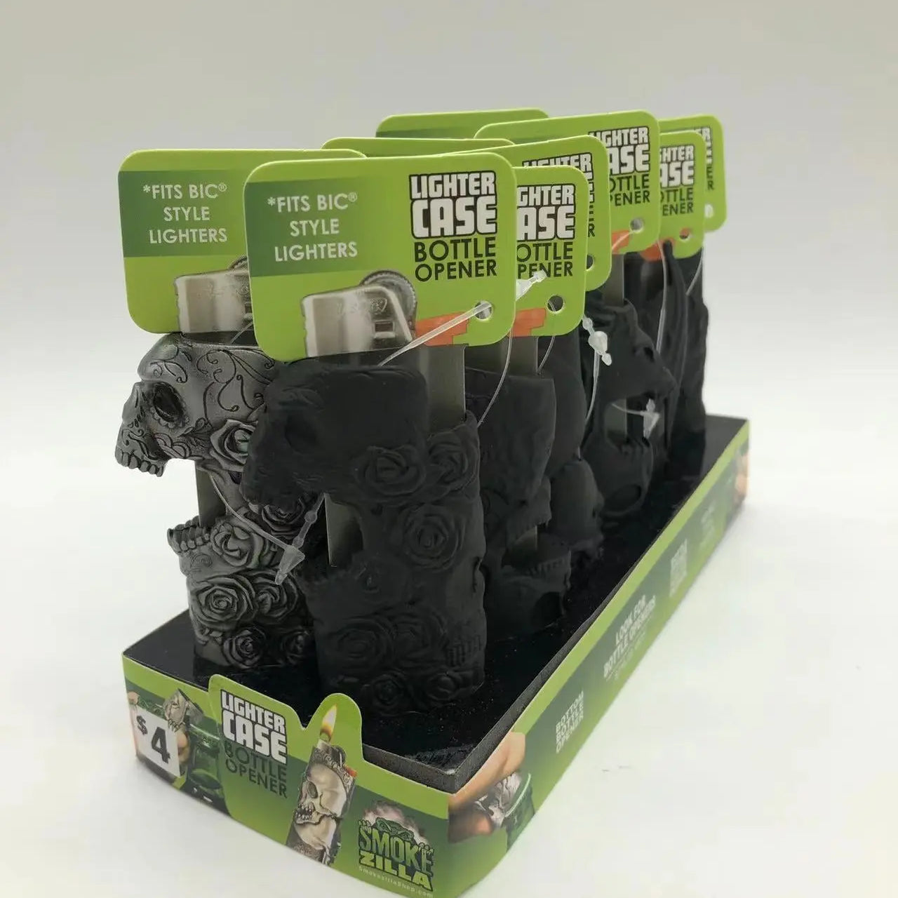 Metal Mystic Lighter Case with Bottle Opener Assortment - 12 Pieces Per Retail Ready Display 41491 SMOKEZILLA