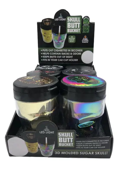 Skull Butt Bucket Ashtray with LED Light - 6 Pieces Per Retail Ready Display 22872 SMOKEZILLA
