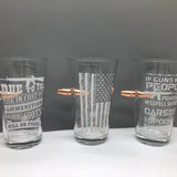 16 oz Tac Gear Bullet Patriotic Pint Glass - 6 Pieces Per Retail Ready Display 23151