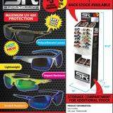Sunglasses Sport Rayz Assortment Floor Display - 36 Pieces Per Retail Ready Display 88184 DRIVER'S EDGE