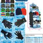 Winter Knit Hat Beanie and Glove Assortment Floor Display - 84 Pieces Per Retail Ready Display 88260 POLAR GEAR