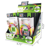 Charging Cable Rainbow Assortment 3FT - 12 Pieces Per Retail Ready Display 88274 GADGET GEAR