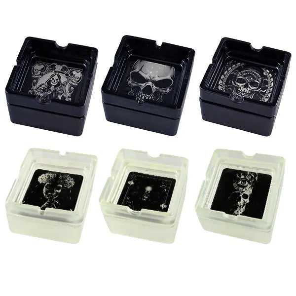 Glow in The Dark Large Glass Ashtray with Storage - 6 Per Retail Ready Display 88292 SMOKEZILLA