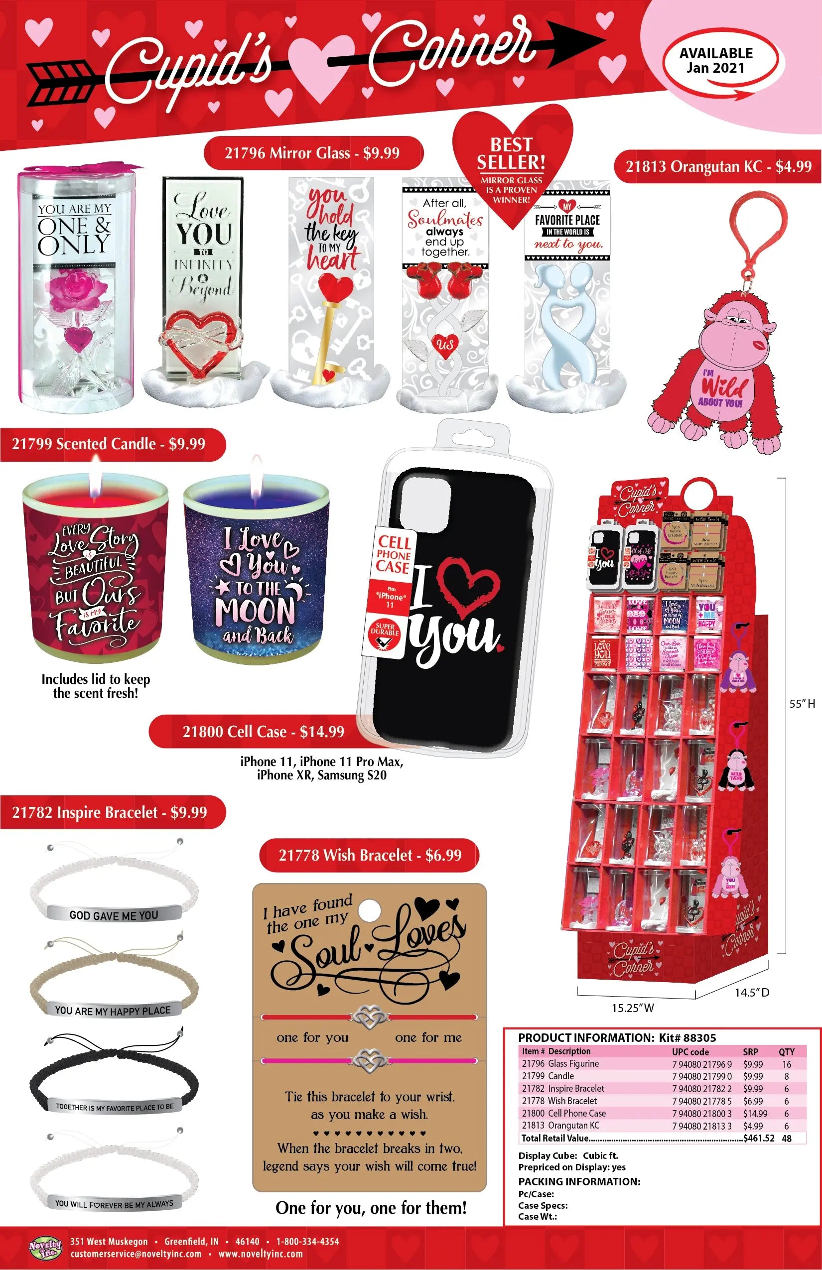 Valentine's Day Cupid's Corner Assortment Floor Display - 48 Pieces Per Retail Ready Display 88305 KIPP BROTHERS