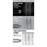 10FT Charging Cable Refill Kit Assortment - 24 Pieces Per Pack 88306 GADGET GEAR