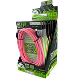 Charging Cable Glow in The Dark Assortment 10FT 2.4 Amp - 6 Pieces Per Retail Ready Display  88320 GADGET GEAR