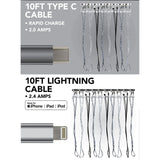 10FT Charging Cable Refill Kit Assortment - 24 Pieces Per Pack 88342 GADGET GEAR