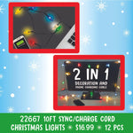 Christmas Light 10FT Sync and Charge Cable - 12 Pieces Per Pack 22667 NOVELTY INC