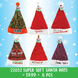 Christmas Santa Winter Hat - 6 Pieces Per Pack 22652 NOVELTY INC