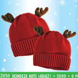 Christmas Antler Winter Knit Hat Beanie - 6 Pieces Per Retail Ready Display 22650 NOVELTY INC