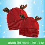 Christmas Antler Kids Winter Knit Hat Beanie with Merchandising Strip - 6 Pieces Per Retail Ready Display 41600 NOVELTY INC