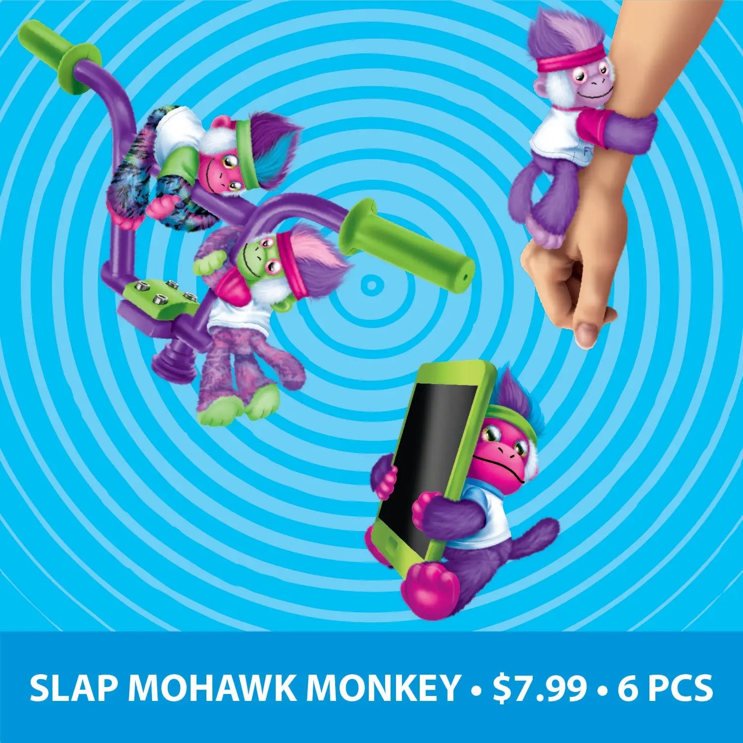 Plush Mohawk Monkey Assortment Floor Display - 24 Pieces Per Retail Ready Display 88343 KIPP BROTHERS