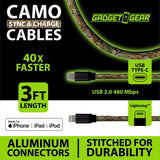 Charging Cable Camo Assortment 3FT - 12 Pieces Per Retail Ready Display 88457 GADGET GEAR