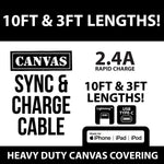 Canvas Charging Cable Assortment - 12 Pieces Per Retail Ready Display 88346 GADGET GEAR