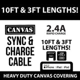 Canvas Charging Cable Assortment - 12 Pieces Per Retail Ready Display 88346 GADGET GEAR