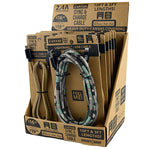 Canvas Charging Cable Assortment - 12 Pieces Per Retail Ready Display 88346 GADGET GEAR