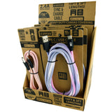 Tie Dye Canvas Charging Cable Assortment - 12 Pieces Per Retail Ready Display 88353 GADGET GEAR
