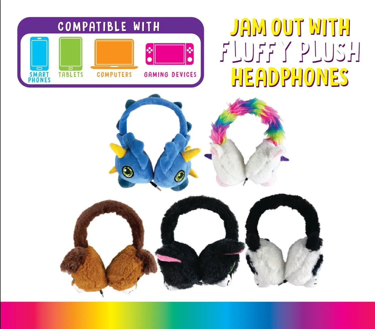 Plush Headphones with 10FT Cable Variety Floor Display 36 Pieces Per Retail Ready Display 88421 KIPP BROTHERS