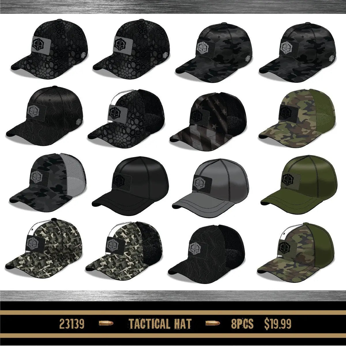 Patriotic Tac Gear Hat and Accessory Assortment Floor Display - 78 Pieces Per Retail Ready Display 88397 TAC GEAR