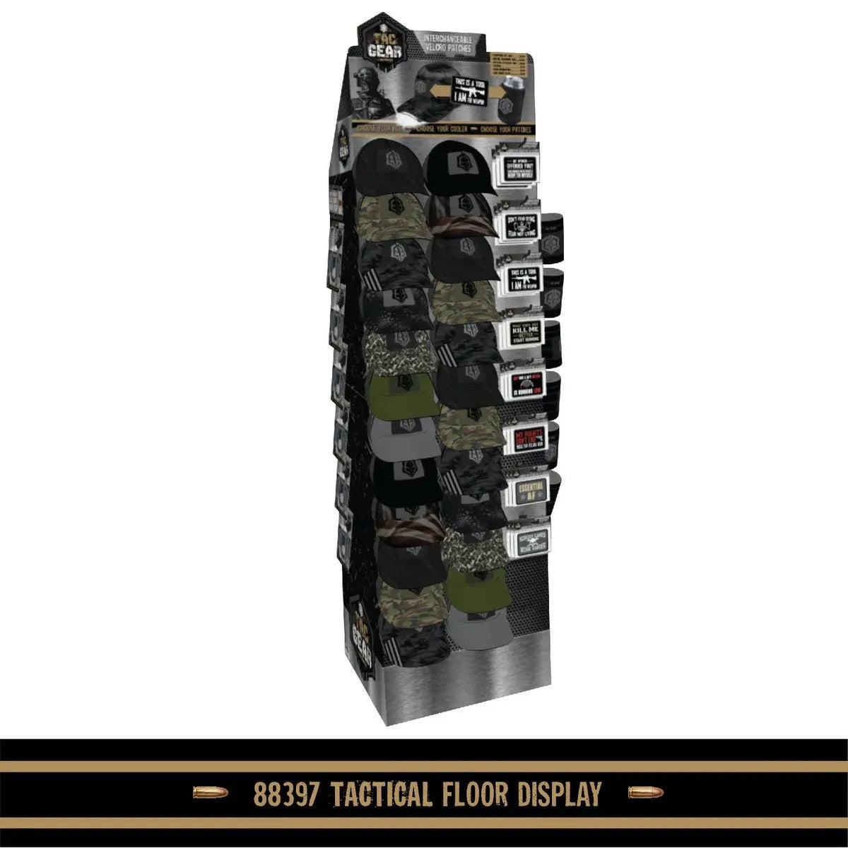 Patriotic Tac Gear Hat and Accessory Assortment Floor Display - 78 Pieces Per Retail Ready Display 88397 TAC GEAR
