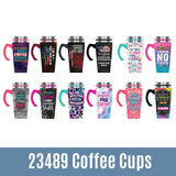 16 oz Travel Mug Assortment Floor Display - 24 Pieces Per Retail Ready Display 88415 NOVELTY INC