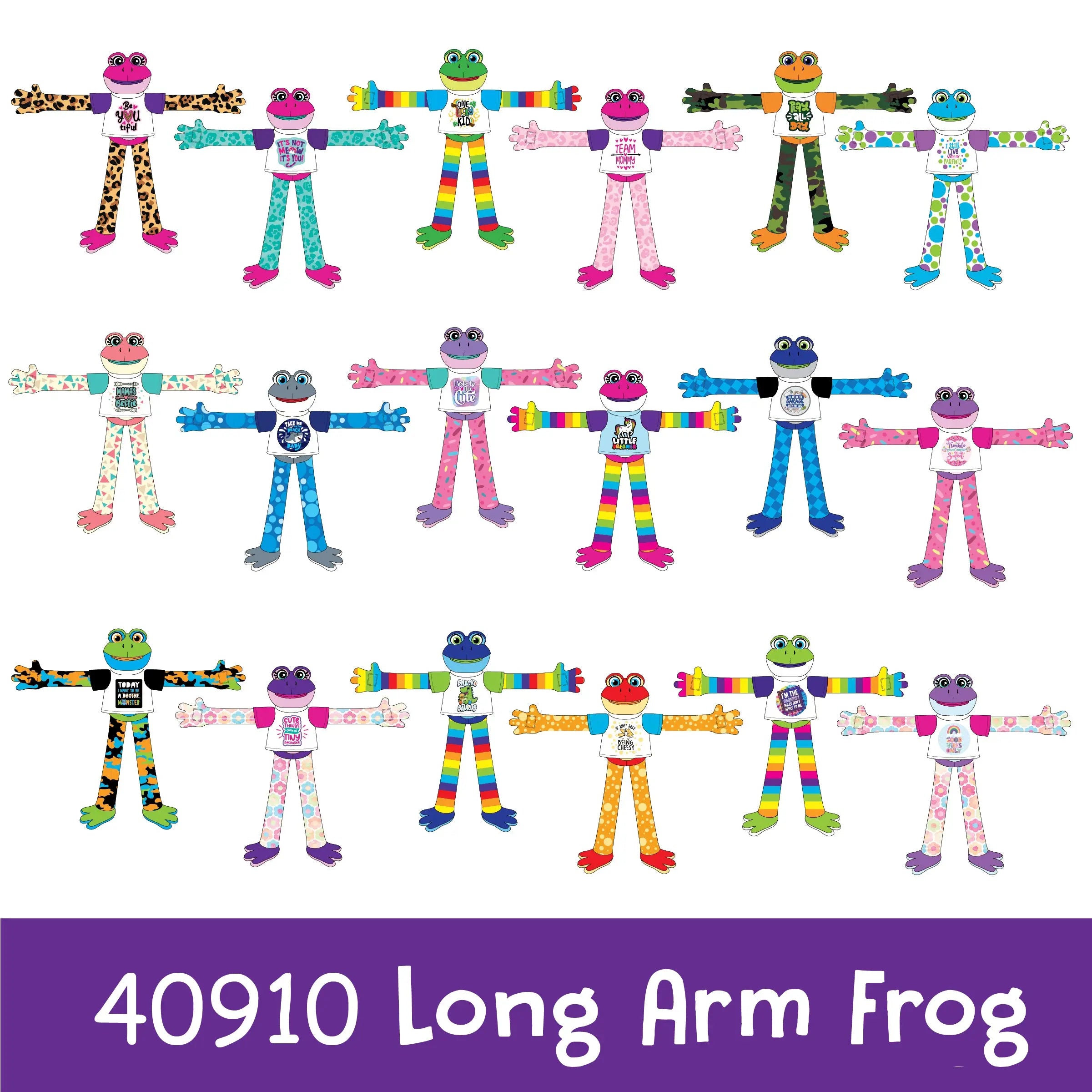 Plush Long Arm Frog Assortment Floor Display - 24 Pieces Per Retail Ready Display 88416 KIPP BROTHERS