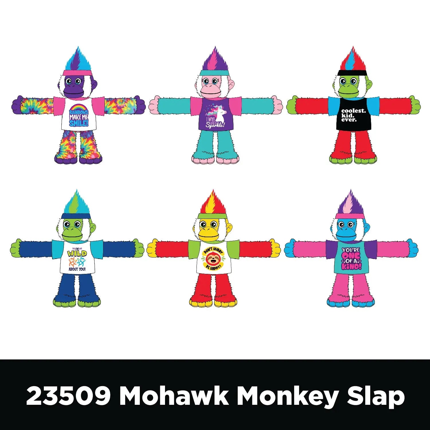 Plush Mohawk Monkey Assorted Floor Display - 30 Pieces Per Retail Ready Display 88436 KIPP BROTHERS