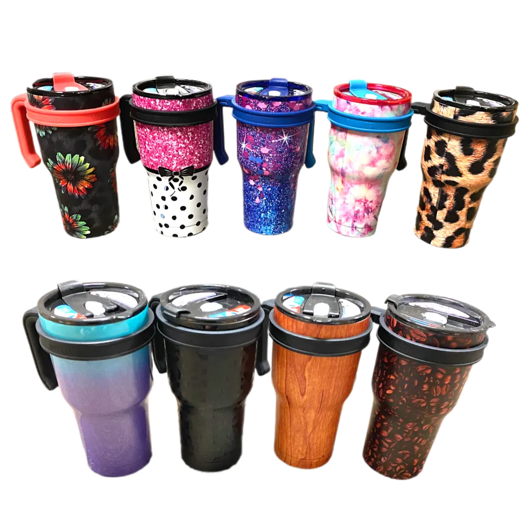 30 oz Insulated Stainless-Steel Cup with Handle Assortment Floor Display - 24 Pieces Per Retail Ready Display 88446 ROUGHNECK