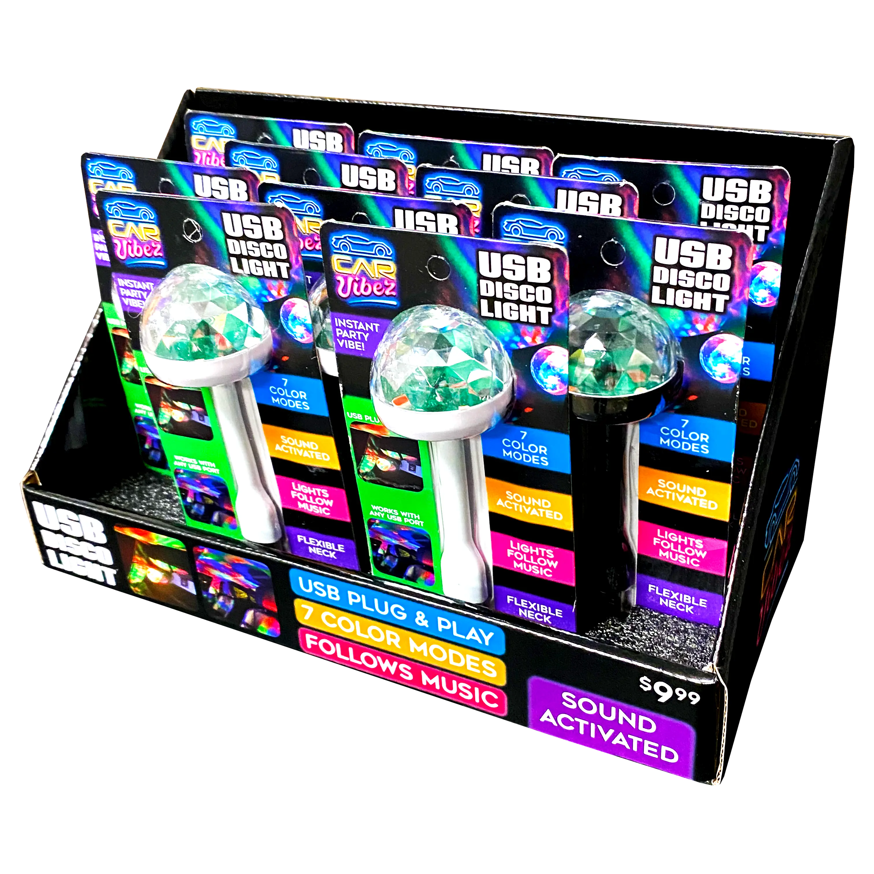 Car Lighting and Auto Accessories Assortment Floor Display - 40 Pieces Per Retail Ready Display 88467 CAR VIBEZ