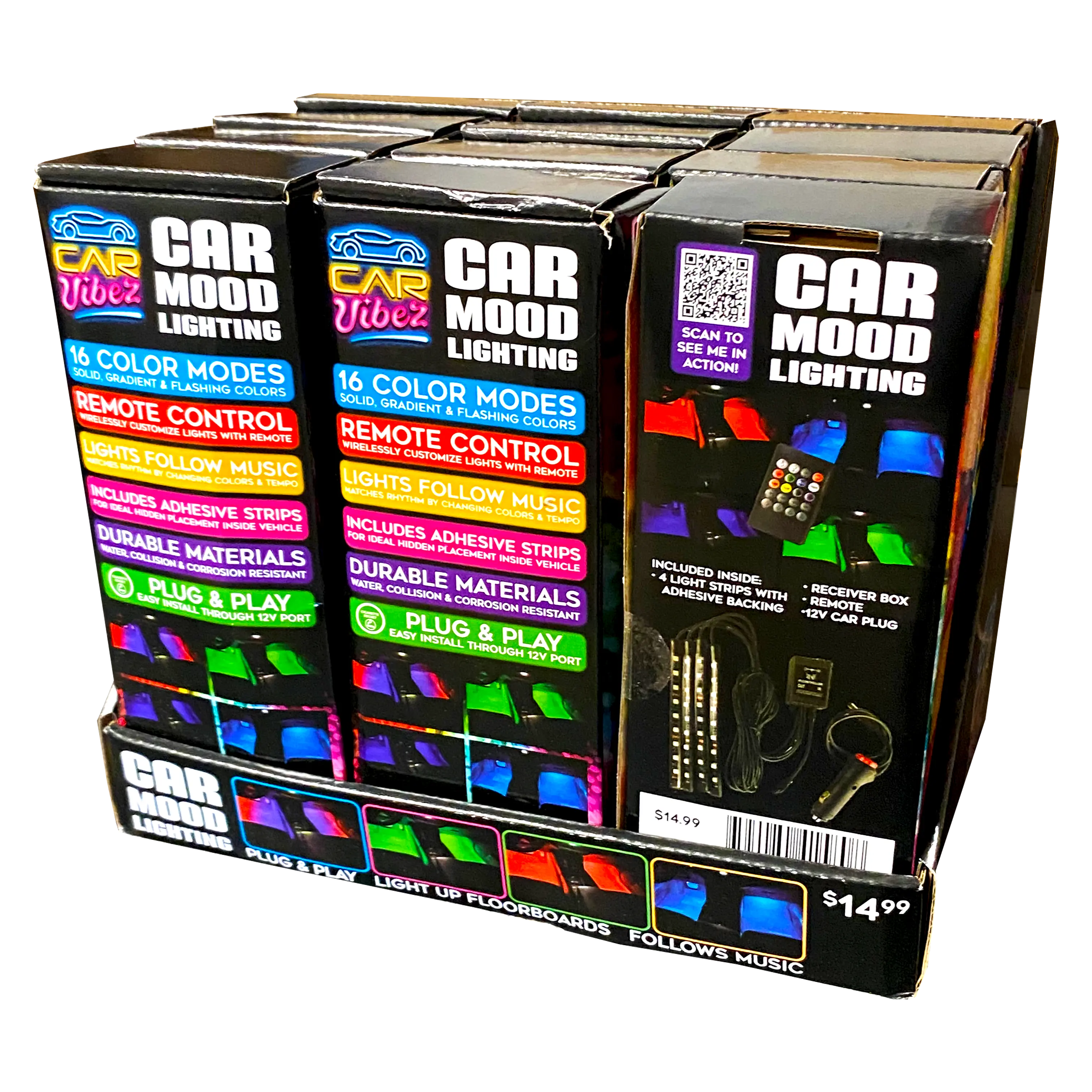 Car Lighting and Auto Accessories Assortment Floor Display - 40 Pieces Per Retail Ready Display 88467 CAR VIBEZ