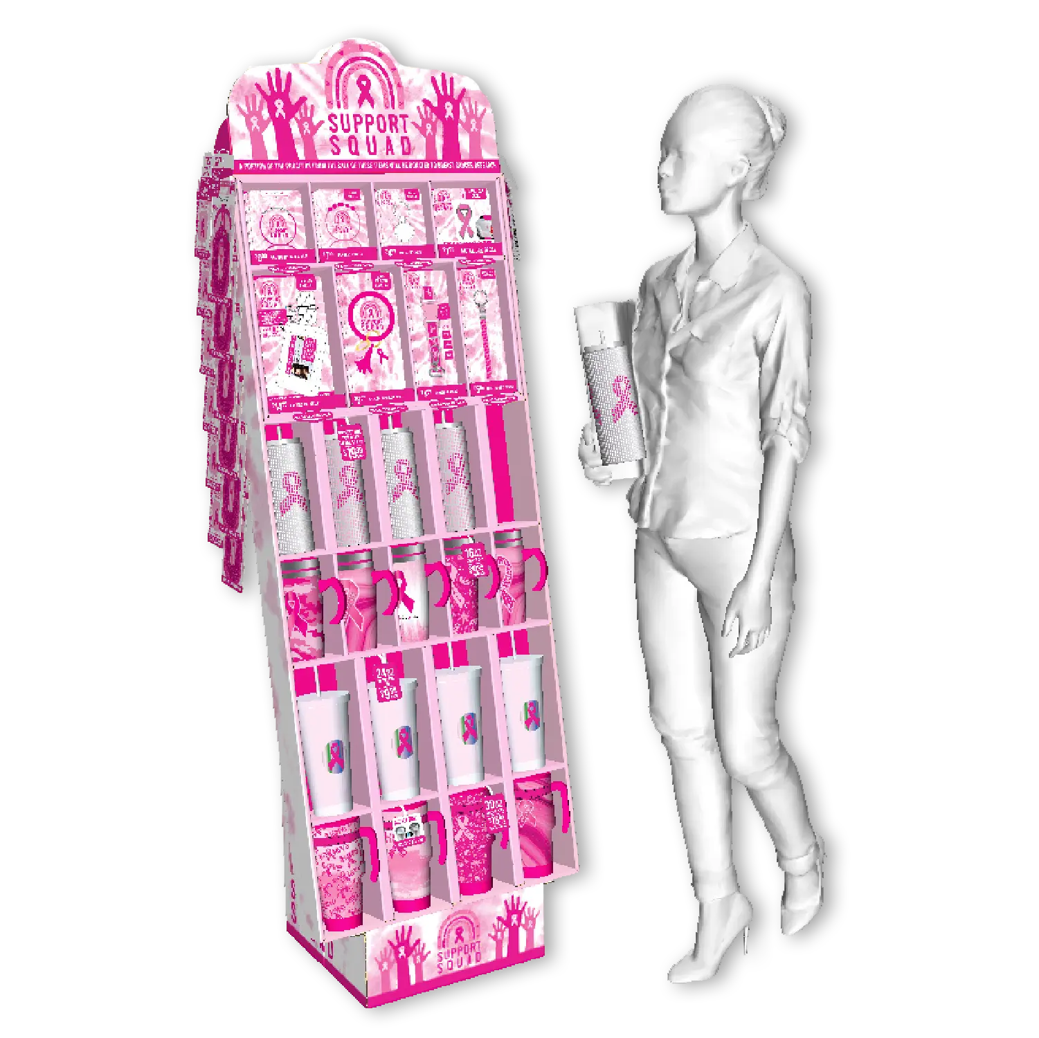 Breast Cancer Awareness Pink Assortment Floor Display - 78 Pieces Per Retail Ready Display 88475 NOVELTY INC