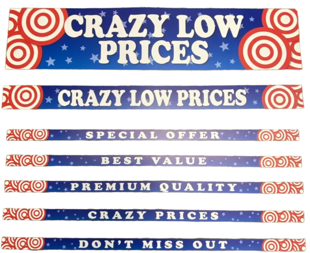 Merchandising Fixture - 4' Merchandising 7 Sign Set 974640 NOVELTY INC