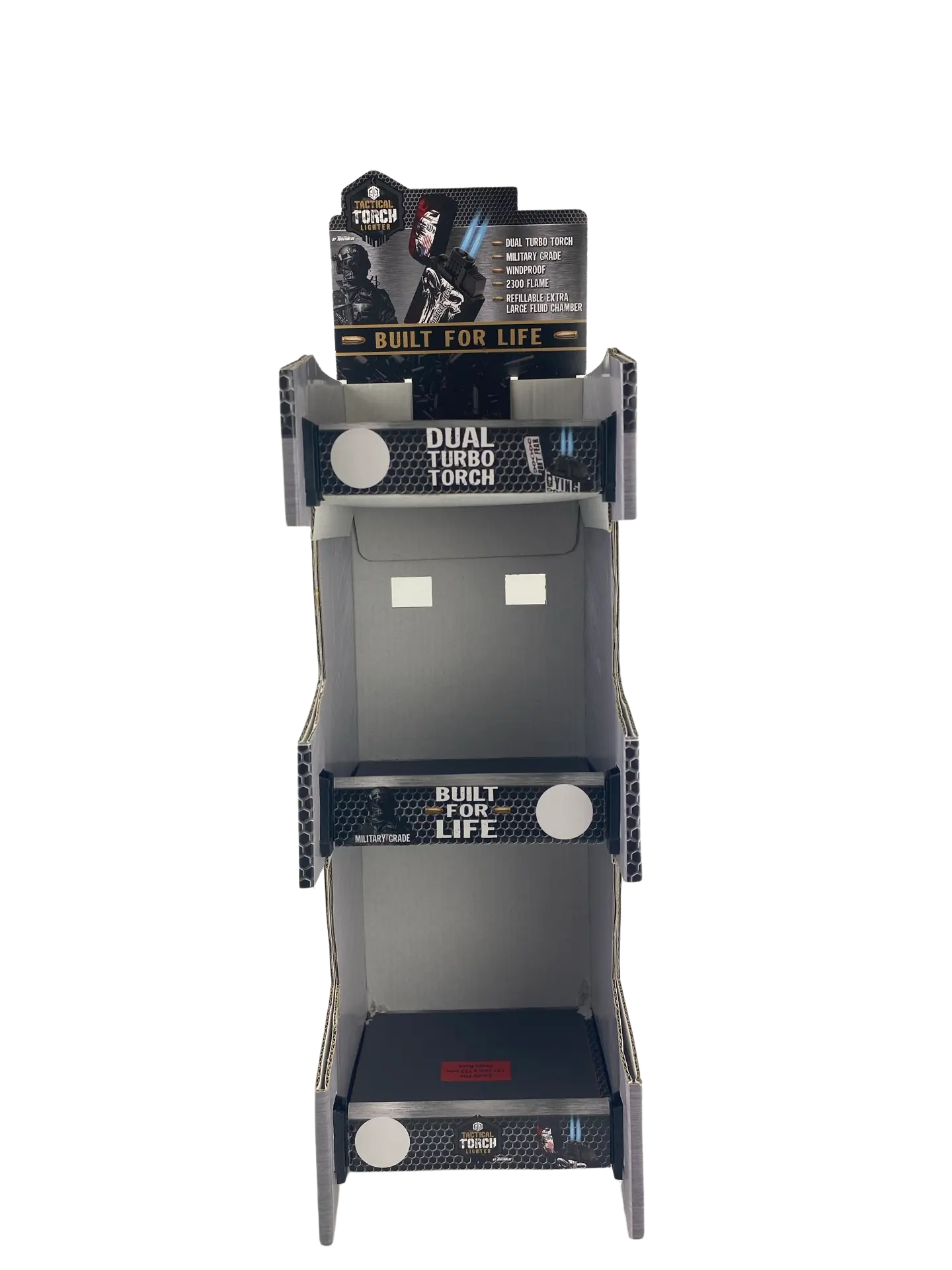 Merchandising Fixture - Corrugated Tac Gear 3 Tier Countertop Lighter Display ONLY 975560 TAC GEAR