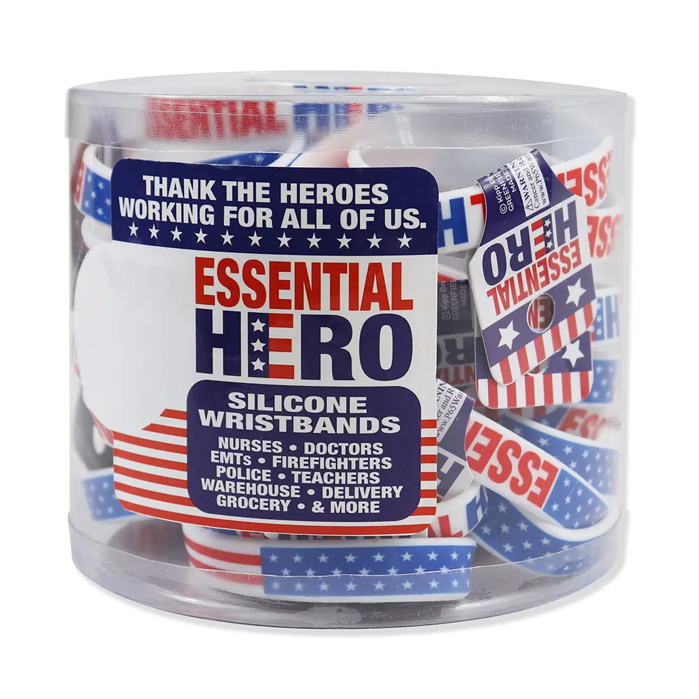 Patriotic Silicone Wristband Essential Hero - 24 Pieces Per Retail Ready Display KP4172 KIPP BROTHERS